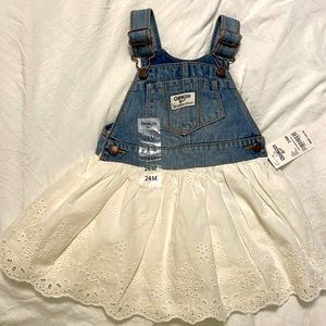 NWT Oshkosh B’gosh Toddler Denim Eyelet Jumper Dress size 24 months